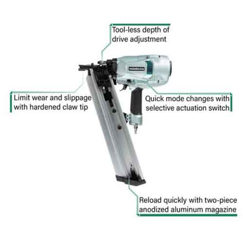 Metabo-HPT NR90AC5 16d Common Framing Nailer - Features