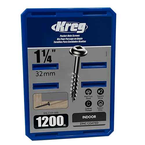 Kreg's SML-C125-1200 1-1/4" Zinc Pocket-Hole Screws (1200/Pack)